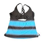Chama Plus Size Tankini Swimsuit Blue Stripe Halter Neck Boy Shorts Photo 4