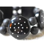 Source Unknown Vintage Cottagecore Black Acylic Dotted Circles/Lava Beads 7.5" Stretch Bracelet Photo 2