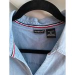 North Crest Vintage 90s  Embroidered Flag Blue Denim Shirt XL Americana Heritage Photo 2