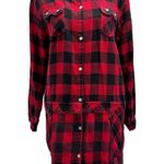 Vintage Yikes Black & Red Buffalo Plaid Flannel Shirt Dress Women’s Size Medium Photo 1