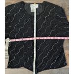 Vintage Papell Boutique Evening Black Beaded Jacket L 100% Silk Bolero Size L Photo 4