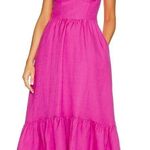 Jonathan Simkhai Kitzia Linen Cover Ups Bustier Midi Dress Tiered Size M Pink Size M Photo 0