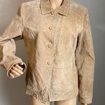 Brandon Thomas Leather Jacket With Cutout Turquoise Design Beaded Detailing Size Medium Photo 0