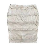 Downeast basics silver satin pencil skirt with crochet lace size medium Photo 0