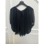 Beulah  SHEER Dolman Sleeves Oversized Loose Fit Buttons SIZE Large black Photo 2