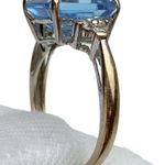 10k 10KT Karat Fine Solid White Gold Blue Topaz & Diamond Ring Women’s 6.5 Photo 3