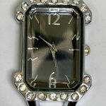 Women silver tone cuff bangle bracelet watch 20mm rhinestones 6.5” running Photo 0