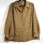 VTG Mark Reed Top Blouse Plus 18W 80s Jacquard Gold Tone Rose Buttoned Women's Photo 0