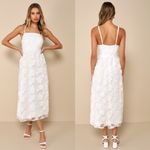 Lulus NWT  Delightful Charisma White Embroidered Sequin Mesh Midi Dress Glam Sz S Photo 1