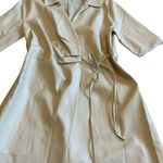 Oak + Fort  Cream Vegan Faux Leather Wrap Dress Midi Length Size Small Women's Photo 3