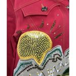 Diane Gilman  Red Denim Jean Jacket Hollywood Star Sequin Embroidered Rhinestones Photo 9