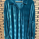 Daytrip ‎ Teal Velvet Button Down Tunic Top Size XL Photo 0
