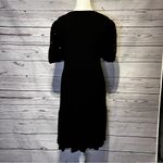 Ava James  Black Midi Dress Size Medium | Short Puff Sleeve Eyelet Detail Photo 3