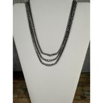 ZARA EUC  Sparkly Rhinestone Gunmetal Three Layered Necklace 16" Adjustable Photo 2