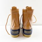 L.L. Bean Lace Up Bean Winter Rain Snow Boots Navy Blue Brown 8 Photo 3