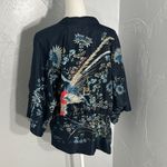 Chic Blue Cardigan with Floral Print | 100% Viscose Red Size undefined Photo 4