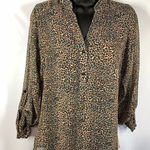 Daytrip 5--- Buckle Sheer Lace Back Blue Black Brown Cheetah Blouse Size Small Photo 0