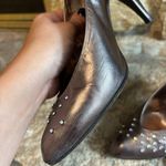 CHARLES JOURDAN Vintage Bronze Leather Rhinestones 3.5" Heels Pumps Shoes 9 Brown Photo 7