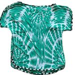 Milly  by New York Green Silk Blouse Top Black Trim Size 2 Photo 1