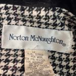 Vintage 90s Black White Houndstooth Blazer Jacket Velvet Collar Wool Blend 12 Photo 7