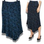 Alfani  Black/Teal Floral Asymmetrical Hem Midi Skirt NEW 14 Photo 1