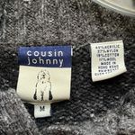 Anthropologie COUSIN JOHNNY Wool Blend Striped Sleeves Gray Sweater Unisex Photo 4