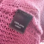 Peruvian Connection Purple Pima Cotton Open Weave Mesh Knit Minimalist Cardigan Photo 5