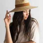 GIGI PIP Isla Straw Fedora Hat Wide Brim Boho Summer Tan Photo 0