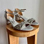 Badgley Mischka Mareva Metallic Leather Embellished Shoes Heels Size 8 Photo 1