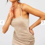 Pretty Little Thing NWT  Gold Glitter Metallic Ruched Midi Party Dress Small 4 Photo 8