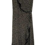 Vintage ditsy floral fully lined wrap style short sleeve midi feminine dreas M Black Size M Photo 0