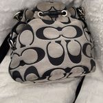 Coach Poppy Drawstring Crossbody bucket Shimmer Bag in Black & Silver EUC Photo 5