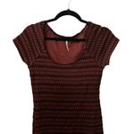 Free People  Cozy Day Ruffle Hem Raw Edge Striped Sweater Dress Size Medium. Photo 3