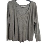 Sonoma Goods For Life Super Soft Ribbed Vneck Tunic Long Sleeve Top Sz XL Gray Photo 3