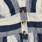 Point Sur J Crew Blue Striped Linen Front Button Blue Summer Midi Dress Size 4P Photo 4