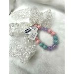 Free People NEW  Bracelet Multicolor Beaded White Lace Bow Colorful Dainty Beach Photo 3