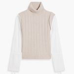 Derek Lam  10 CROSBY Paola poplin and ribbed wool turtleneck sweater Photo 1