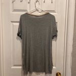 ZARA  W‎ Collection Women's Gray Top Geometric Metallic Detail Large Boho Photo 4