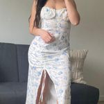 White & Blue Dress With Slit Size 6 Photo 1
