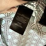 Tibi  Blouse Women Size XS Blue Geometric High Low V Neck Polyester Black Hemmed Photo 2