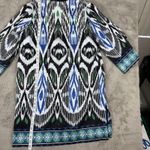 Chico's  Bordered Tassel Ikat Kimono Bohemian Print Cover Up Duster XL‎ Vacation Photo 3