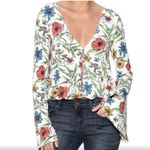 Free People  Floral Bell Sleeve Martini Blouse Sz M Photo 1