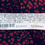 ZARA  Animal Print Ruffle Sheer Button Down Blouse Red Black Silver Size Small Photo 6