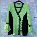 Michellena Amour paris lace bell arm blouse size 46/1X Green Photo 2