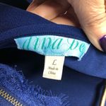 Dina Be Navy Classic Dina B Deep Navy Party Dress Blue Cut-Out Lace Back and Cap sleeve Photo 4