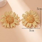 Vintage Blooming Large Sunflower Earrings Gold Photo 3