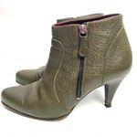 Max Mara Green Pebbled Leather Heeled Booties Size 38/ US 8 Photo 2