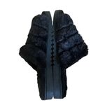 Nordstrom  Abound  open toe faux fur fuzzy slide slipper in black flat sole SZ 13 Photo 3