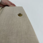 Vintage Beige Long Linen Fabric Envelope Clutch Bag Gold Tone Photo 7
