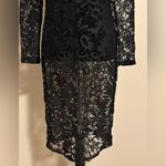 Boohoo EUC  Black Floral Lace Zip Up Long Sleeve Sheer Dress size 6 Photo 3